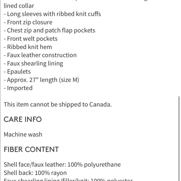 levi's faux leather & faux shearling bomber jacket - Picture 6 of 6